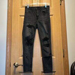 American Eagle Black ripped skinny jeans